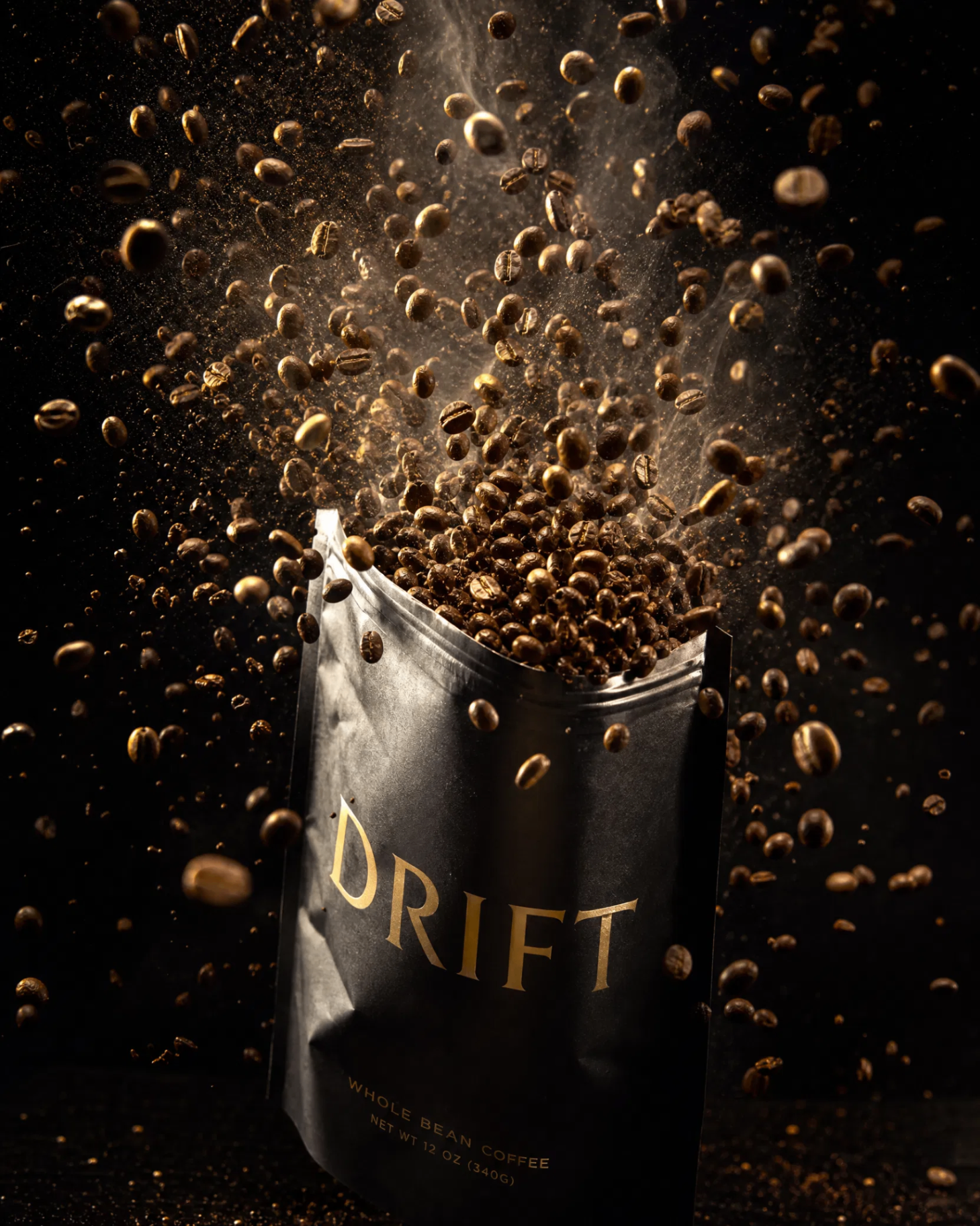 Drift bag with beans bursting into the air